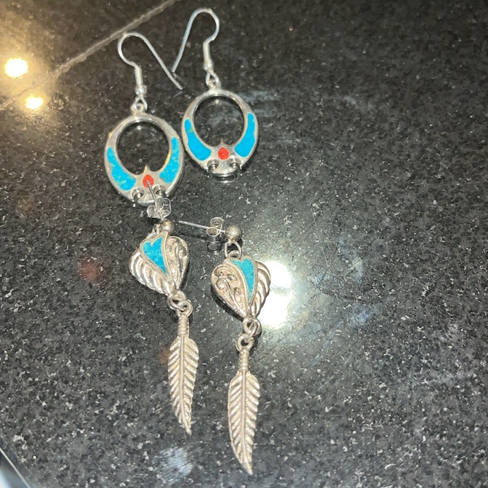 Last Chance! 🚨Set of 2 Turquoise Earrings - Picture 2 of 2